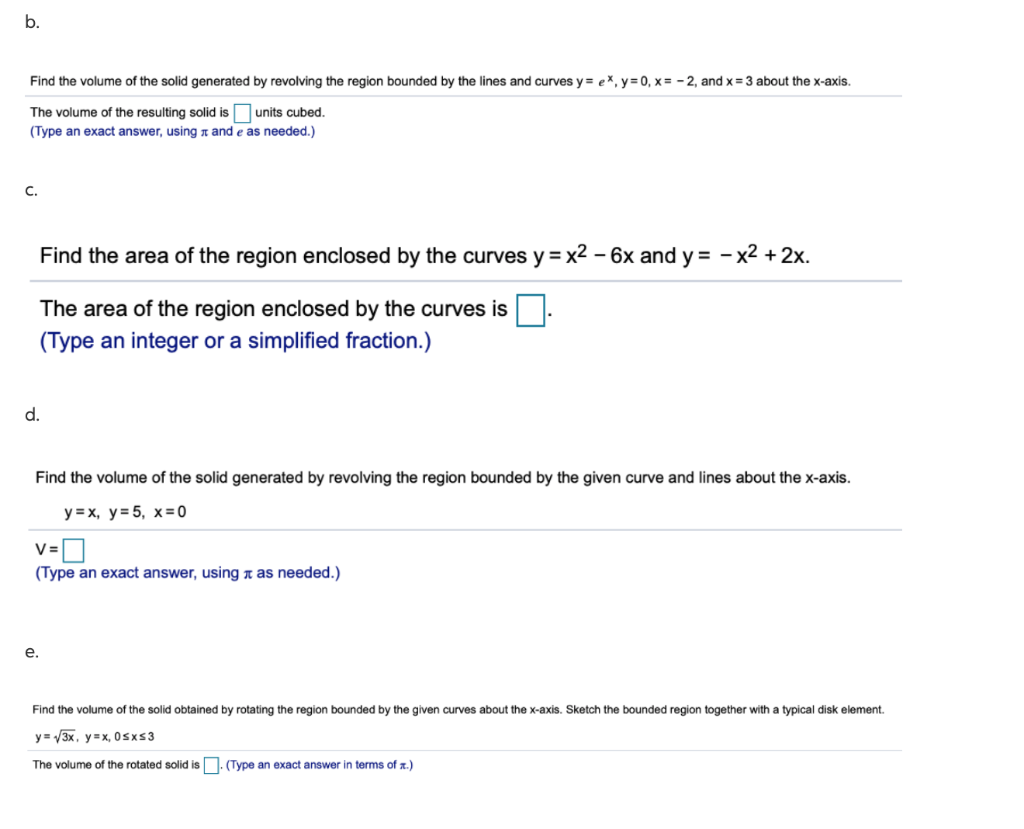 Solved B Find The Volume Of The Solid Generated By Chegg Com