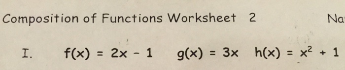 Solved: Composition Of Functions Worksheet 2 Na F(x) = 2x ...
