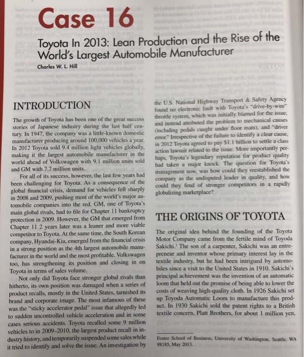 Toyota a global auto manufacturer case study picture