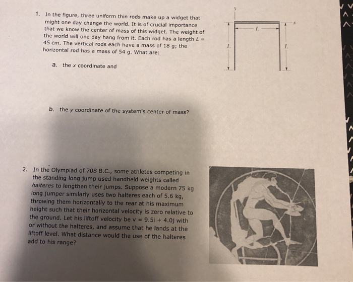 Solved 1 In The Figure Three Uniform Thin Rods Make Up Chegg Com