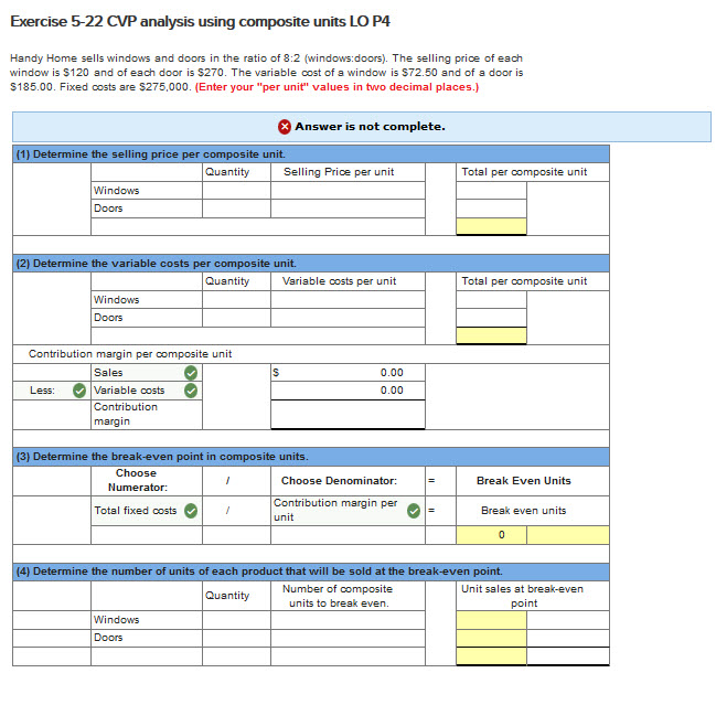 Solved Exercise 5 22 Cvp Analysis Using Composite Units L