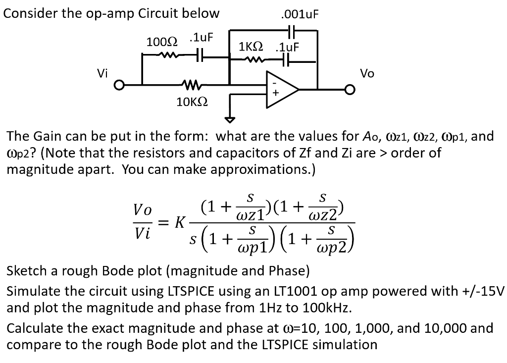 Solved Consider The Op Amp Circuit Below 001uf 100w 1uf Chegg Com