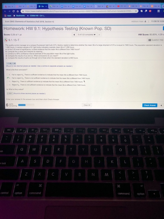 Solved Complete Part B What Is The P Value The Answer Is