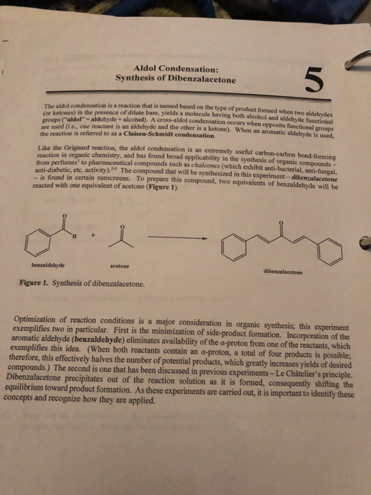 synthesis of dibenzalacetone by aldol condensation