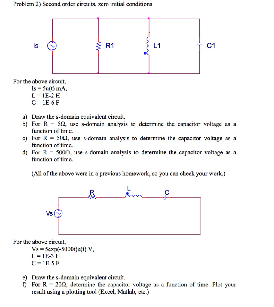 Solved Problem 2 Second Order Circuits Zero Initial Con Chegg Com