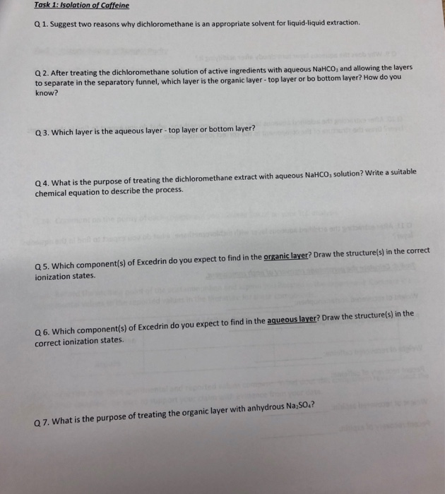 Solved Task 1: Isolation of Caffeine Q 1. Suggest two | Chegg.com