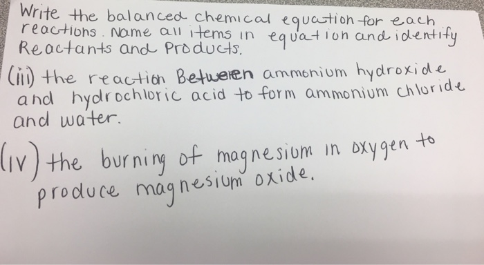 magnesium oxide hydrochloric acid word equation