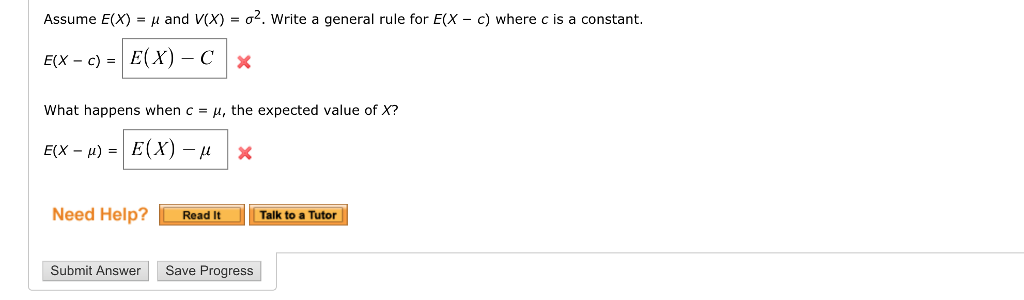 Solved Assume E X M And V X S2 Write A General Rule Fo Chegg Com