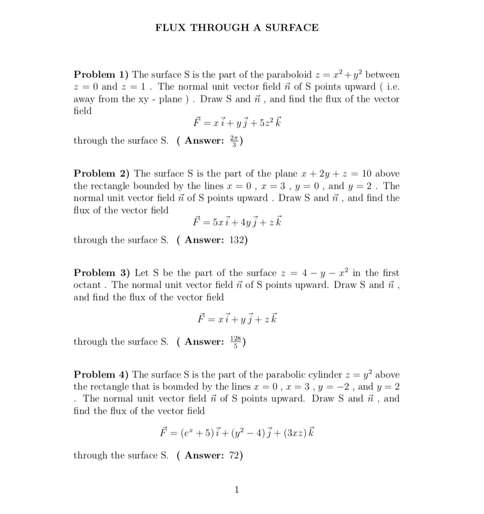 Solved Flux Through A Surface Problem 1 The Surface S Is Chegg Com