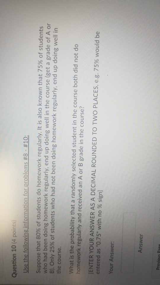 Question 10 4 Points Suppose That 80 Of Students Chegg Com