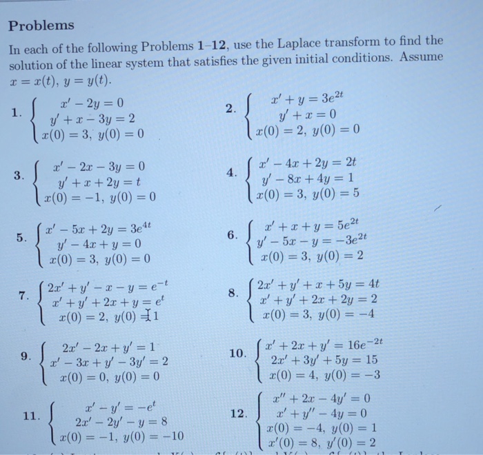 Solved Problems Each Of The Following Problems 1 12 Use Chegg Com