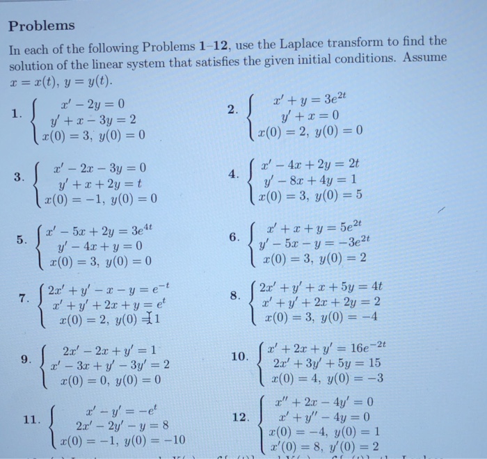 Solved Problems Each Of The Following Problems 1 12 Use Chegg Com