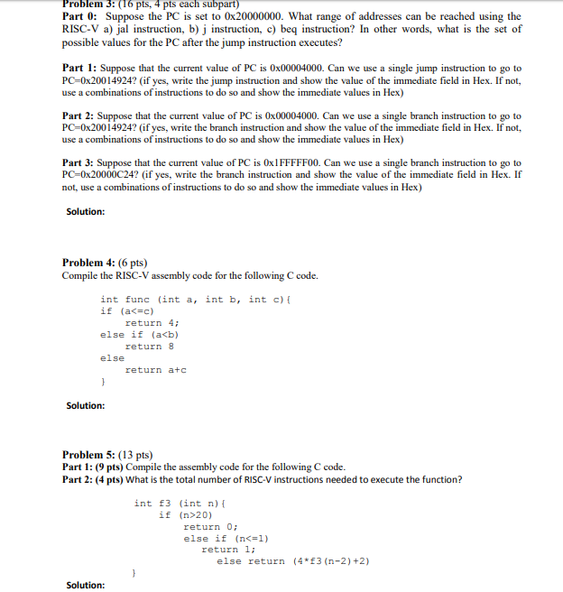 Solved Problem 3 16 Pts 4 Pts Subpart Part 0 Suppose Pc Set 0x Range Addresses Reached Us Q