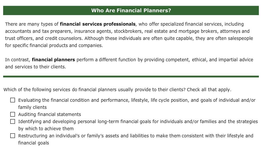 types of financial services