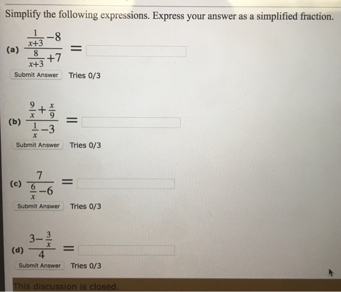 Simplify The Following Expressions Express Your Chegg Com