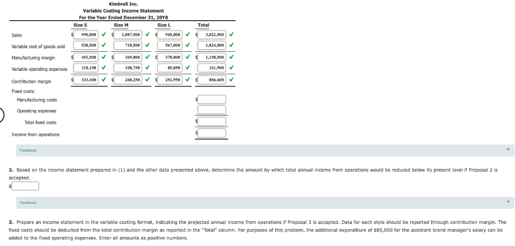 Variable Costing Statement And Effect On In Chegg Com