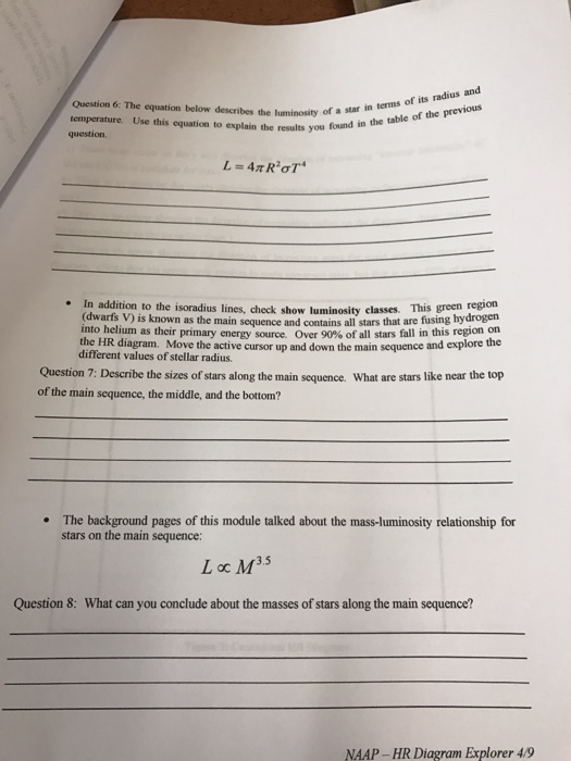 Solved: HR Diagram Student Guide Background Information Th ... hr diagram answers 