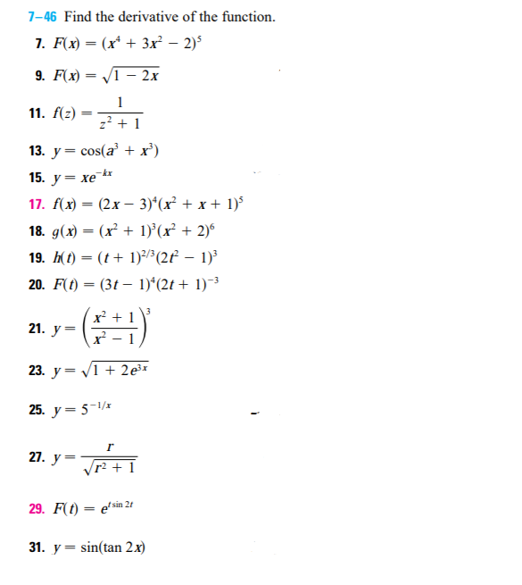 Solved 7 46 Find The Derivative Of The Function 13 Y Co Chegg Com