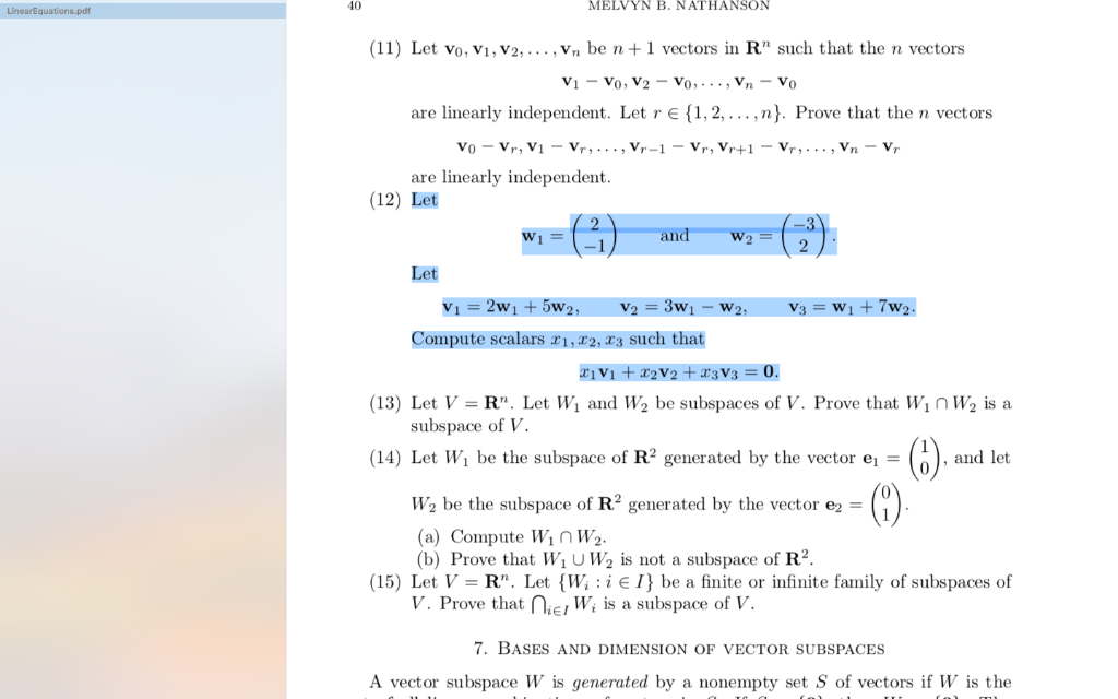 Solved Melvyn B Nathanson 40 Linearequations Pdf 11 Le Chegg Com