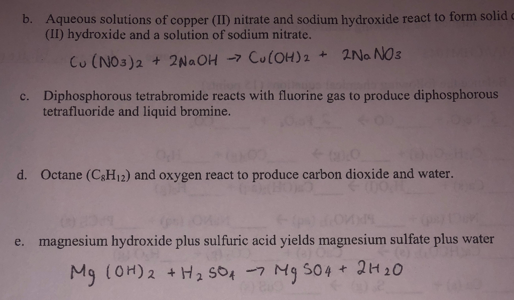 Aqueous Solutions Of Copper Ii Nitrate And Sodium Chegg 