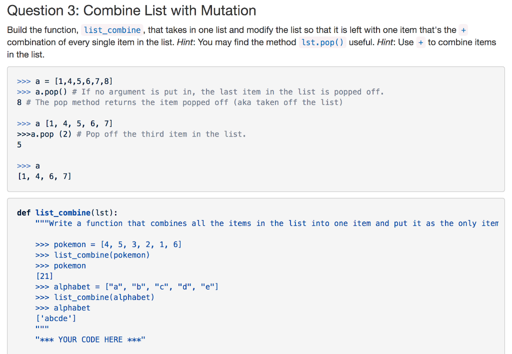 Solved Question 3 Combine List With Mutation Build The F Chegg Com