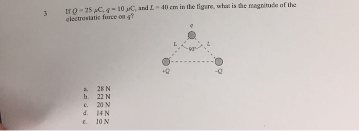 Solved If Q 25 Mu C Q 10 Mu C And L 40 Cm In The Chegg Com