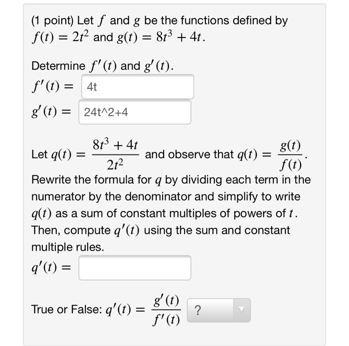 Solved 1 Point Let F And G Be The Functions Defined By Chegg Com