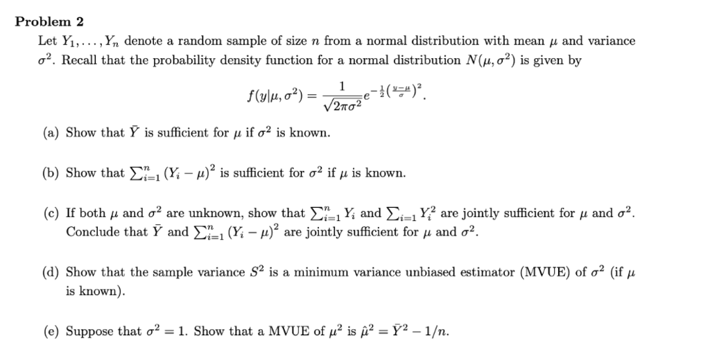 Problem 2 Let Yi Yn Denote A Random Sample Of Chegg Com