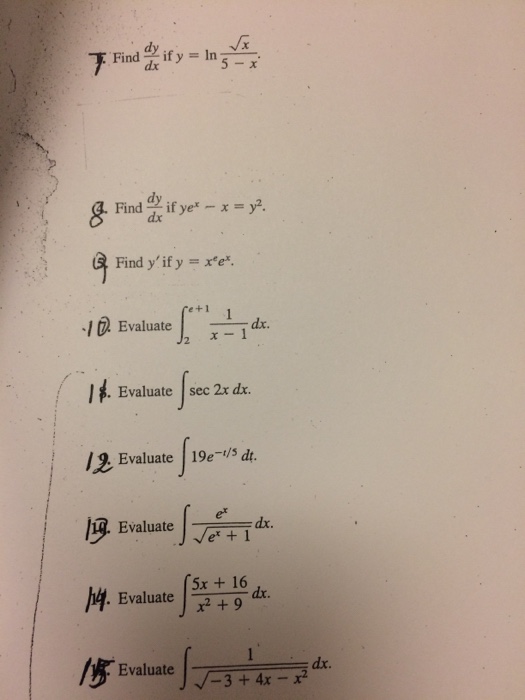 Solved Find Dy Dx If Y Ln Squareroot X 5 X Find Dy Dx Chegg Com