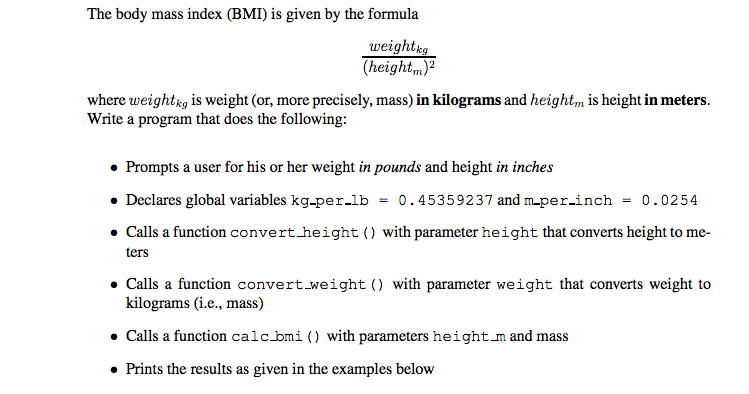 Solved The Body Mass Index Bmi Is Given By The Formula