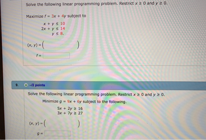 Solved Solve The Following Linear Programming Problem Chegg Com