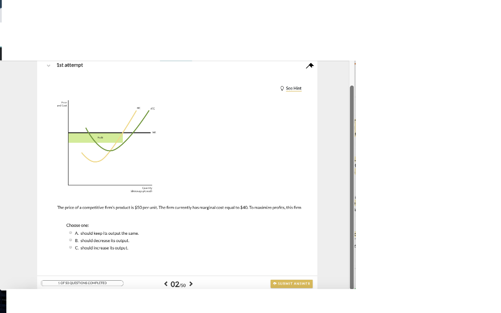 Solved 1st attempt Sec Hint The price of a competitive  display picture 2