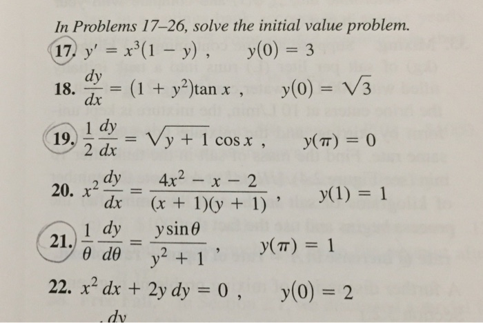 Solve The Initial Value Problem Y X 3 1 Y Chegg Com