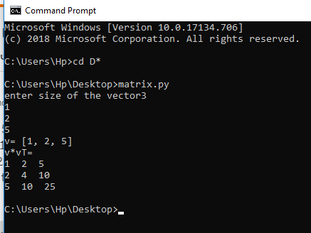 Command Prompt licrosoft Windows [Version 10.0.17134.706] (c) 2018 Microsoft Corporation. All rights reserved. : Users Hp>c