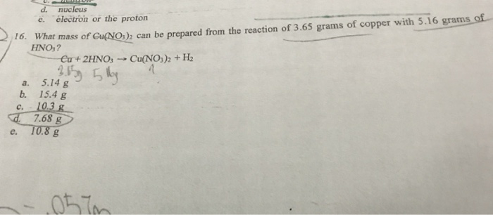 Solved D. Nucleus E. électron Or The Proton 1o. What Mass