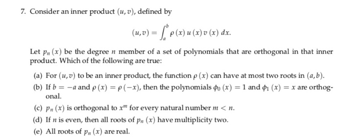 7 Consider An Inner Product U V Defined By M Chegg Com