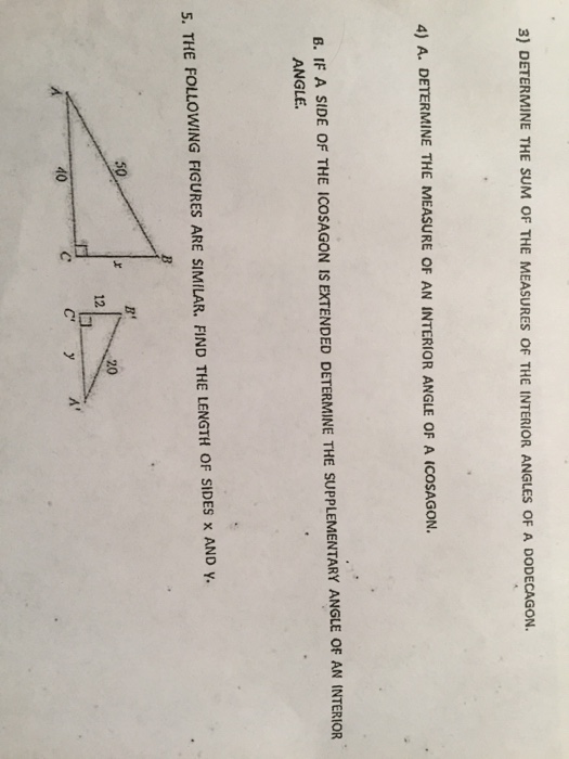 Solved Determine The Sum Of The Measures Of The Interior