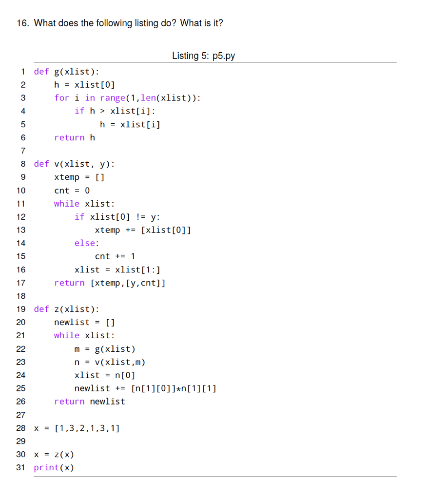 Solved 16 What Does The Following Listing Do What Is It Chegg Com