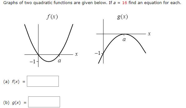 Solved Graphs Of Two Quadratic Functions Are Given Below If Chegg Com