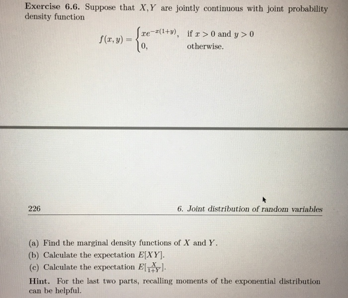 Solved Exercise 6 6 Suppose That X Y Are Jointly Continu Chegg Com