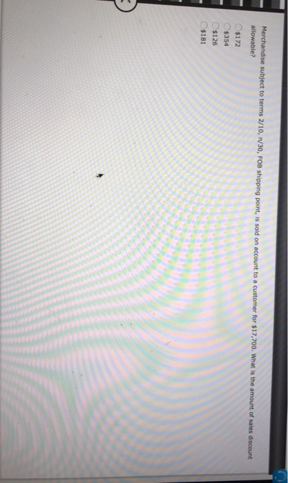 Solved Merchandise Subject To Terms 2 10 N 30 Fob Shipp Chegg Com