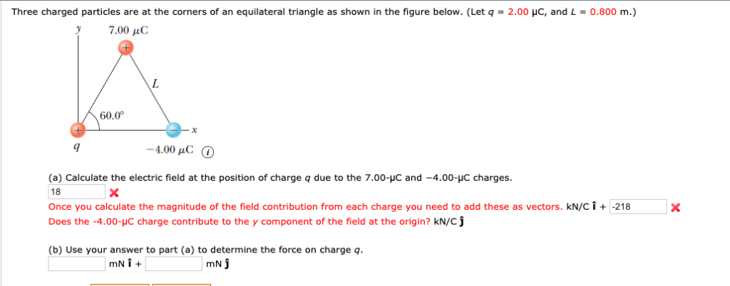 Solved Three Charged Particles Are At The Corners Of An E Chegg Com