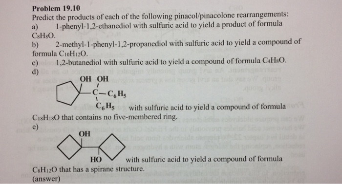 Solved Predict The Products Of The Pinacol Pinacolone Rea Chegg Com