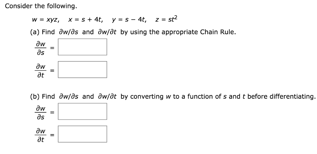 Solved Consider The Following A Find W As And Ow Dt By Chegg Com
