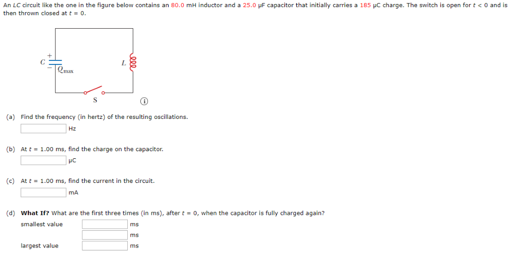 Solved An Lc Circuit Like The One In The Figure Below Con Chegg Com