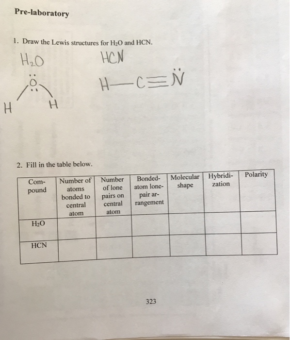 Solved H2o Hcn Number Of Atoms Bonded To Central Atom Chegg Com