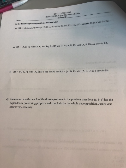 Solved Cst 225 002 Test 2 Time 5 01 2019 400 P M To 4 5