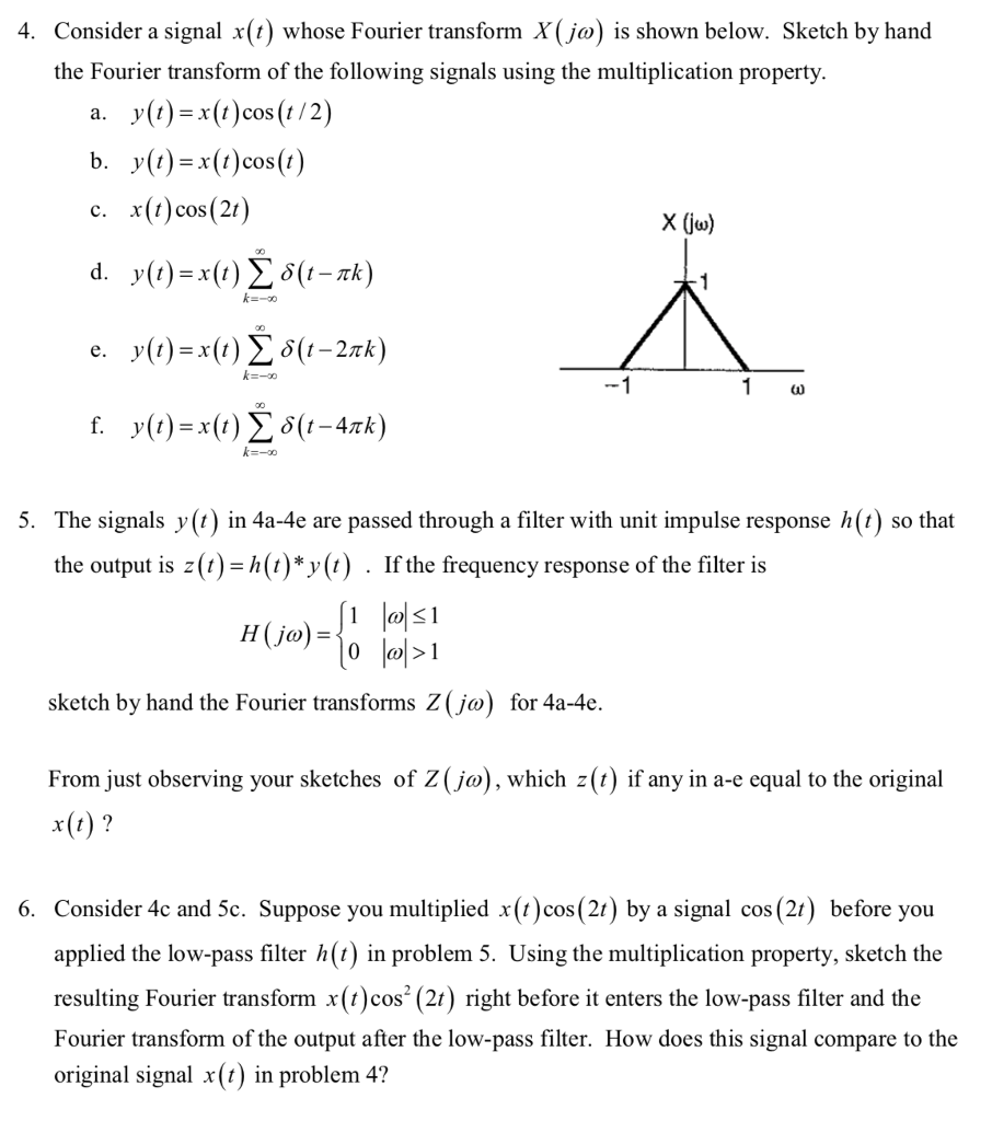 Solved 4 Consider A Signal X T Whose Fourier Transform Chegg Com