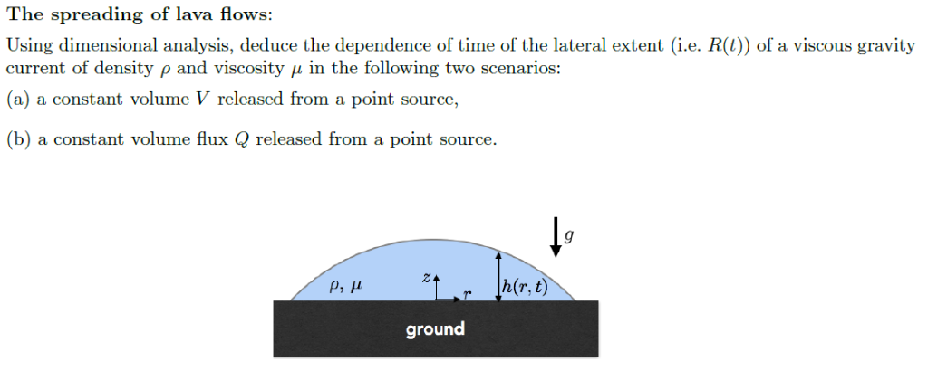 The Spreading Of Lava Flows Using Dimensional Ana Chegg Com