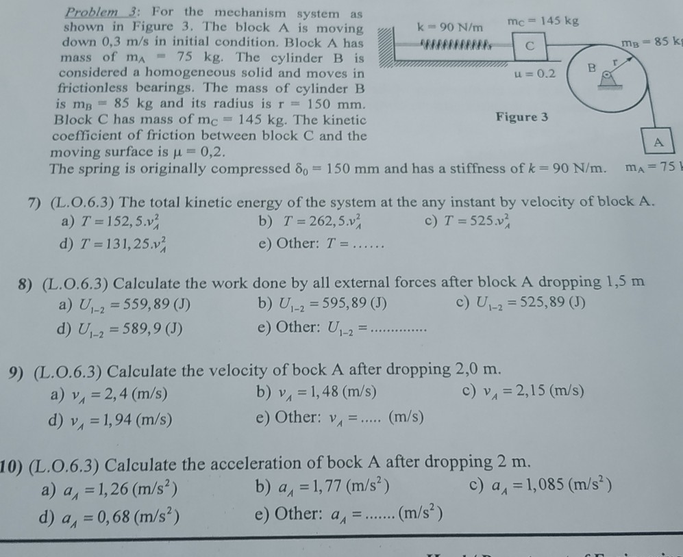 Solved Problem 3 For The Mechanism System As Shown In Fi Chegg Com